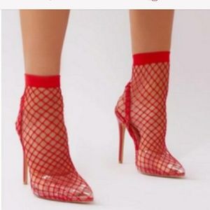 Sexy booty fish Net Netted shoes/ Red heals